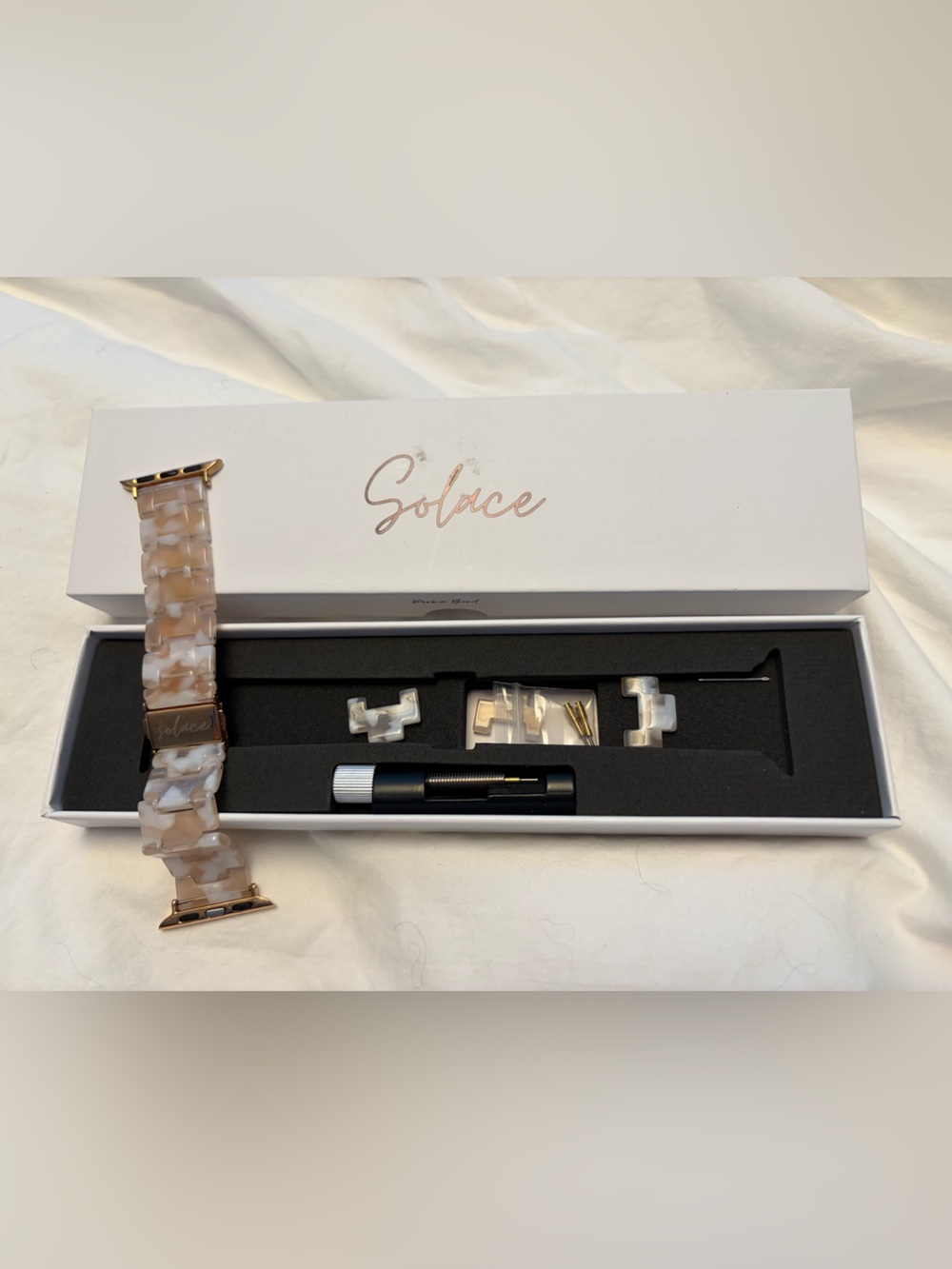 Solace Perma Band – Apple Watch Marbled Resin + Gold – 38/40/41mm – Complete Set